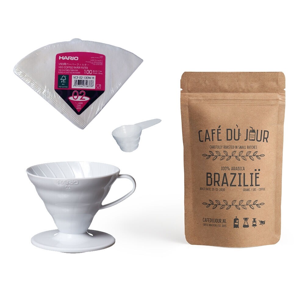 Hario V60 kit di avvio - dripper, misurino, filtri e caffè - 2 tazze