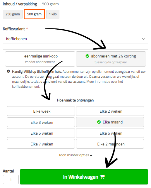 Un'immagine che mostra come iscriversi all’abbonamento caffè di Café du Jour